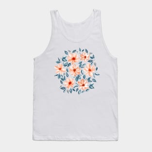 Orange & Navy Watercolor Floral 1 Tank Top